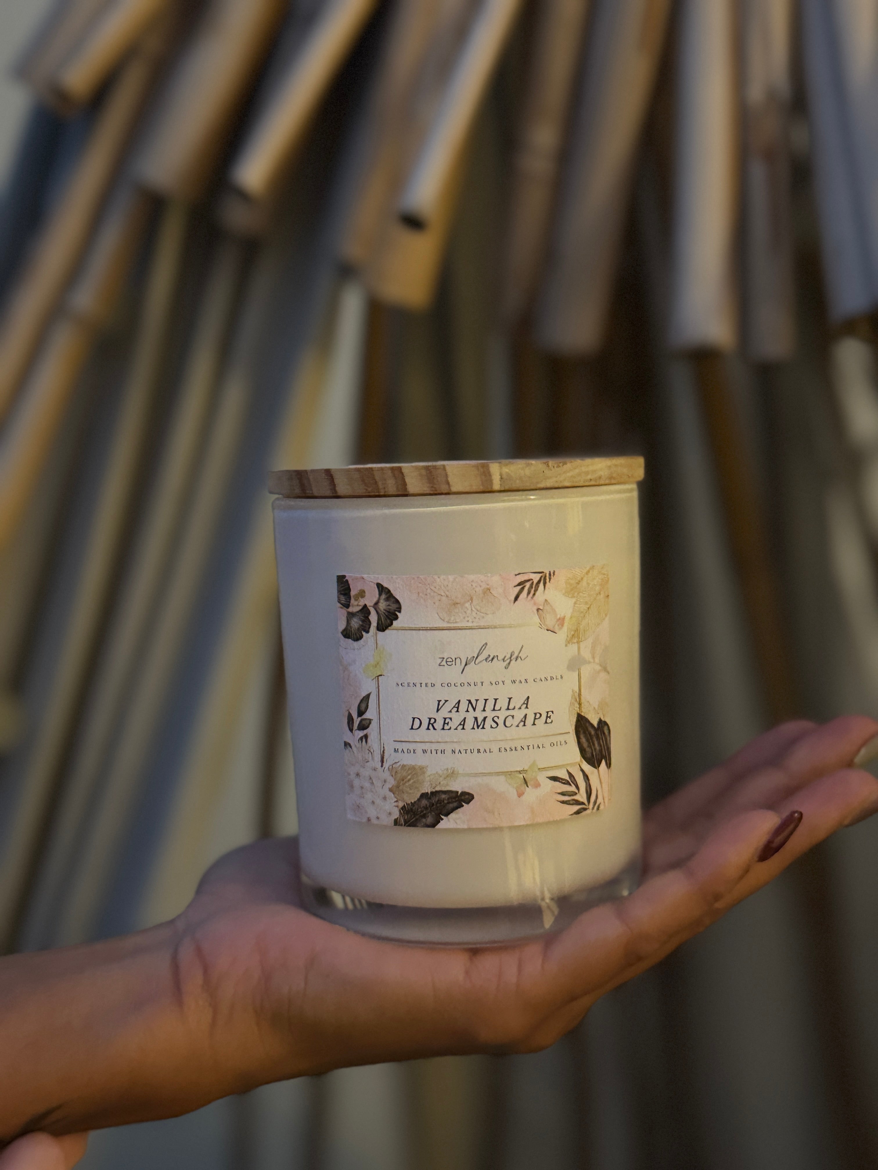Natural coconut soy wax candle, essential oils, Vanilla Dreamscape, Zenplenish UAE, Vanilla, Neroli, Natural Fragrance, Home
