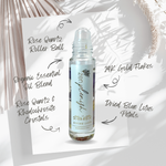 Clean Luxury Essential oil roll on, zenplenish, divine love, roller bottle, quartz, vanilla, bergamot, ylang ylang, sandalwood, jasmine, gardenia, blue lotus, natural fragrance, 24K gold, crystals