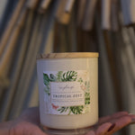 Natural coconut soy wax candle, essential oils, Tropical Zest, Zenplenish UAE, Grapefruit, Lemongrass, Lemon, Neroli, Gardenia, Verbena, Natural Fragrance, Home