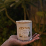 Natural coconut soy wax candle, essential oils Golden Tranquility Zenplenish, UAE, ylang ylang, bergamot, vanilla, gardenia, patchouli, natural fragrance
