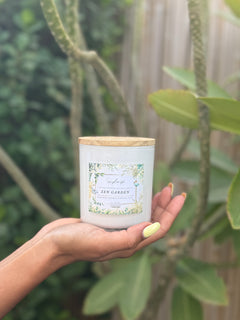 Natural coconut soy wax candle, essential oils, Zen Garden, Zenplenish, UAE, Blue Lotus, Bergamot, Lavender, Lemon, Verbena, Natural Fragrance, home